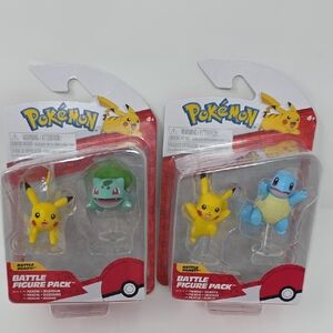 Pokemon Battle Figure Packs Pikachu Bulbasaur Squirtle Sealed Set